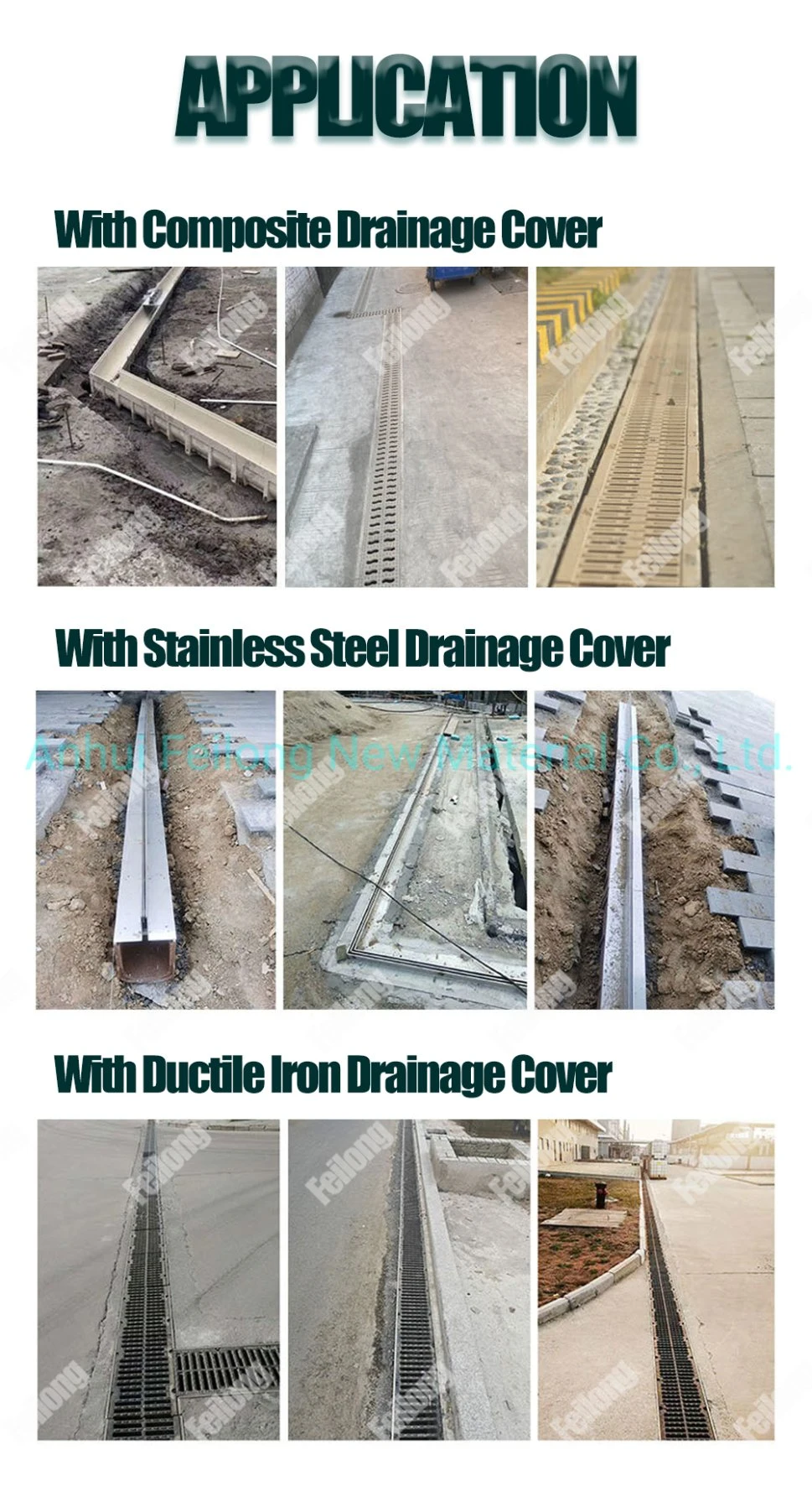 En124 Resin/Plastic SMC Composite Drain Drainage Channel Trench Grate